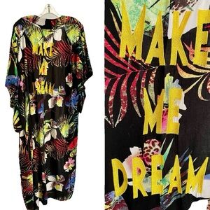 ATTITUDES By RENEE Make Me Dream TROPICAL Embroidered FLORAL KIMONO Size M As-Is